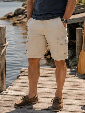 Mens Cargo Shorts 32 Khaki Utility Hiking Camping Outdoor Adventure Travel Style